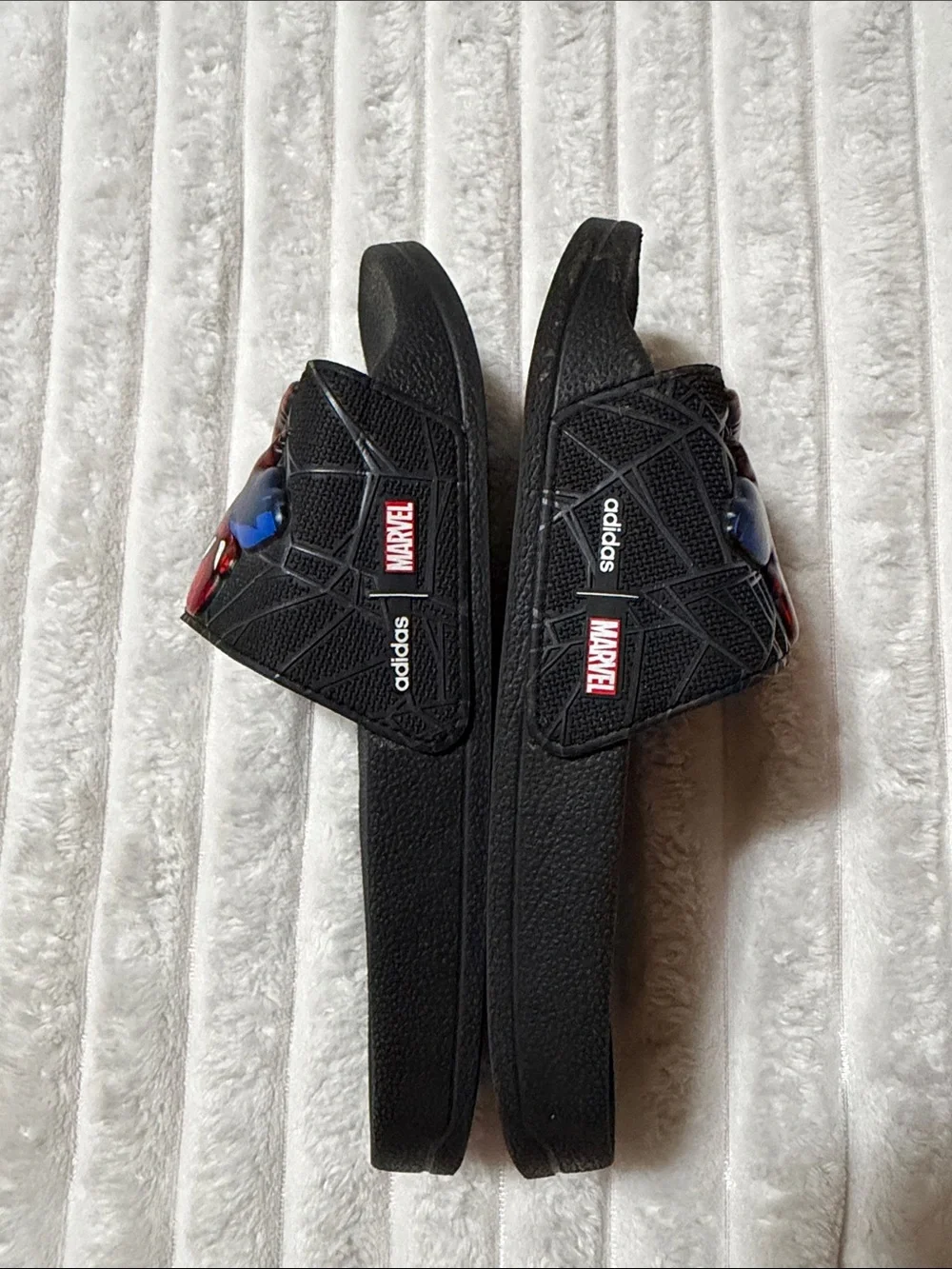 adidas Black Slides with Spider-Man | Size 2 Kids